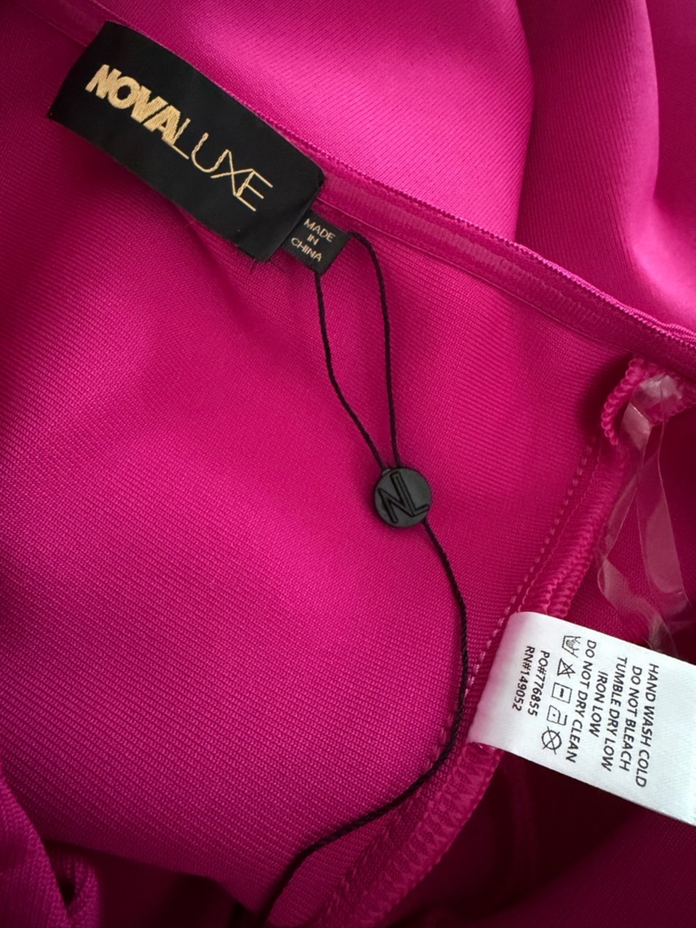 Fashion Nova Strapless Hot Pink Midi Dress with Gold Accent - Picture 5 of 6